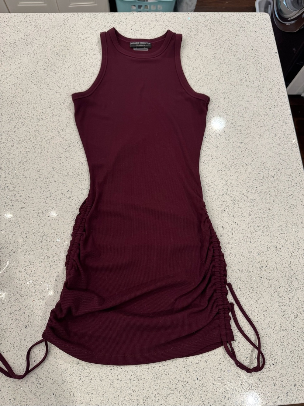 Alphalete Burgundy Ruched Tank Midi Dress